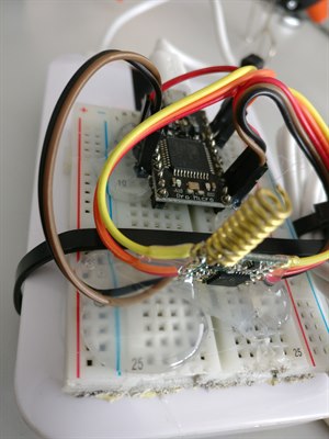 一个带 RFM96 射频模块和螺旋亚 G 天线的 LoRa 节点