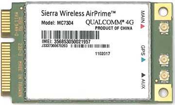 一颗带天线座的 Sierra Wireless MC7304 mini-PCIe LTE 蜂窝模块