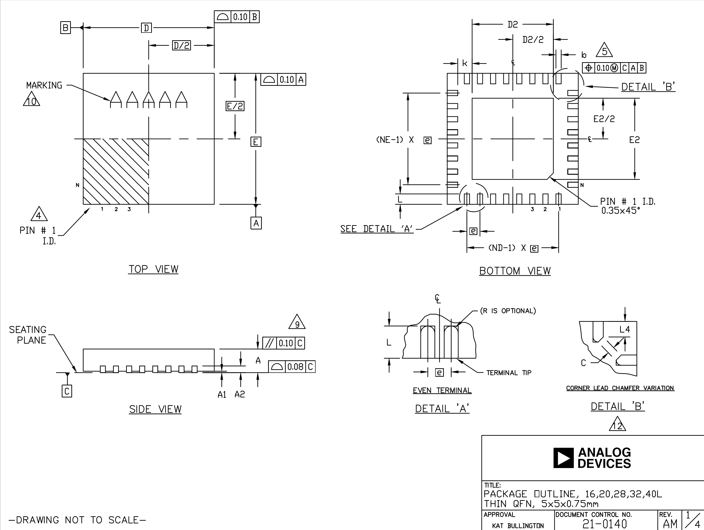 MAX5087BATE+T 16引脚 TQFN 5x5mm 封装外形图 21-0140