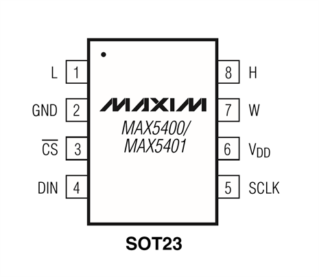MAX5400EKA+T 8引脚SOT23引脚配置