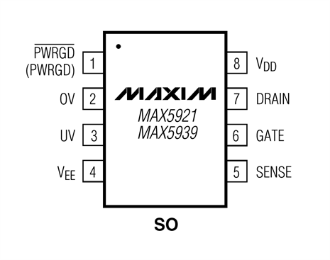 MAX5921EESA+ 8-pin SO pin configuration