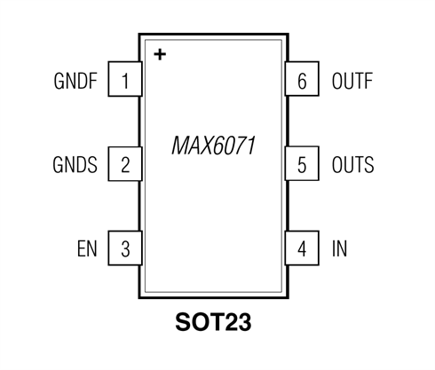 MAX6071BAUT33+T 6引脚SOT23引脚配置