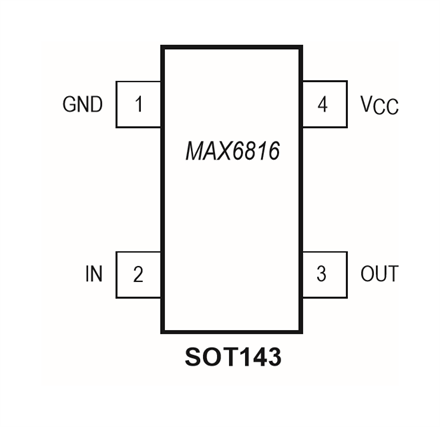 MAX6816EUS+T 4引脚SOT143引脚配置