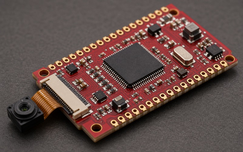 K210 一颗低成本的 RISC V AI MCU 在紧凑 PCB 上的处理器封装、电源轨和接口走线,用于选型复核