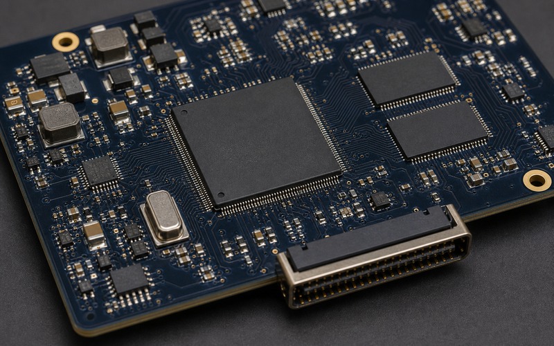 Zynq Arm 与 FPGA fabric 支撑电路,展示 DDR 走线、配置存储、电源稳压、时钟和高速连接器走线