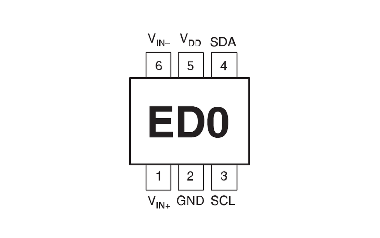 ADS1110A1IDBVR 6 引脚 SOT-23 顶视引脚图